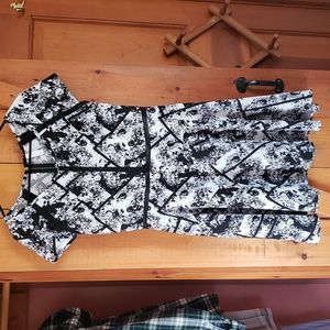 Black & White Flower Print Dress